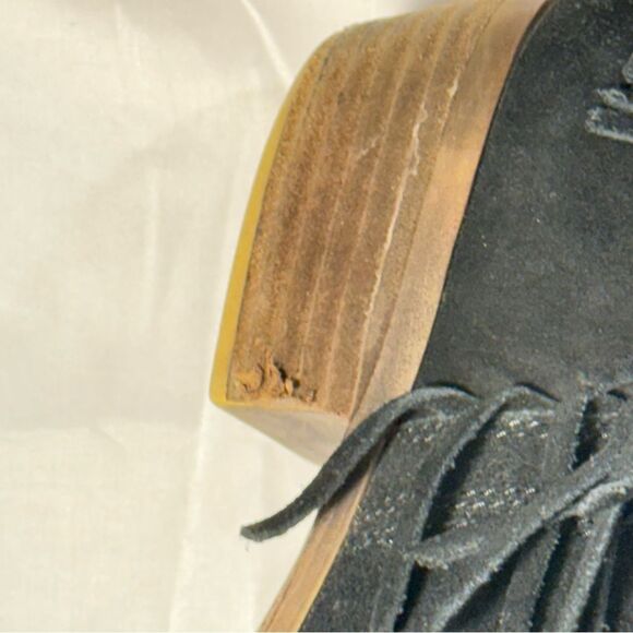 Lucky Brand Frida fringe suede bootie black size 10 - Picture 3 of 11